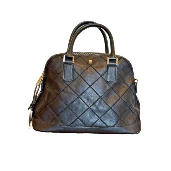 Antonio Melani Satchel Handbag Quilted Black Leather - Picture 1 of 16